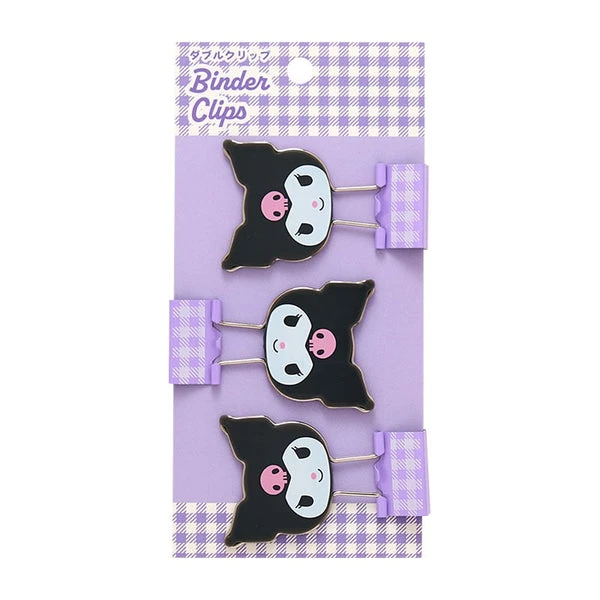 Kuromi Gingham Binder Clips (Set of 3)
