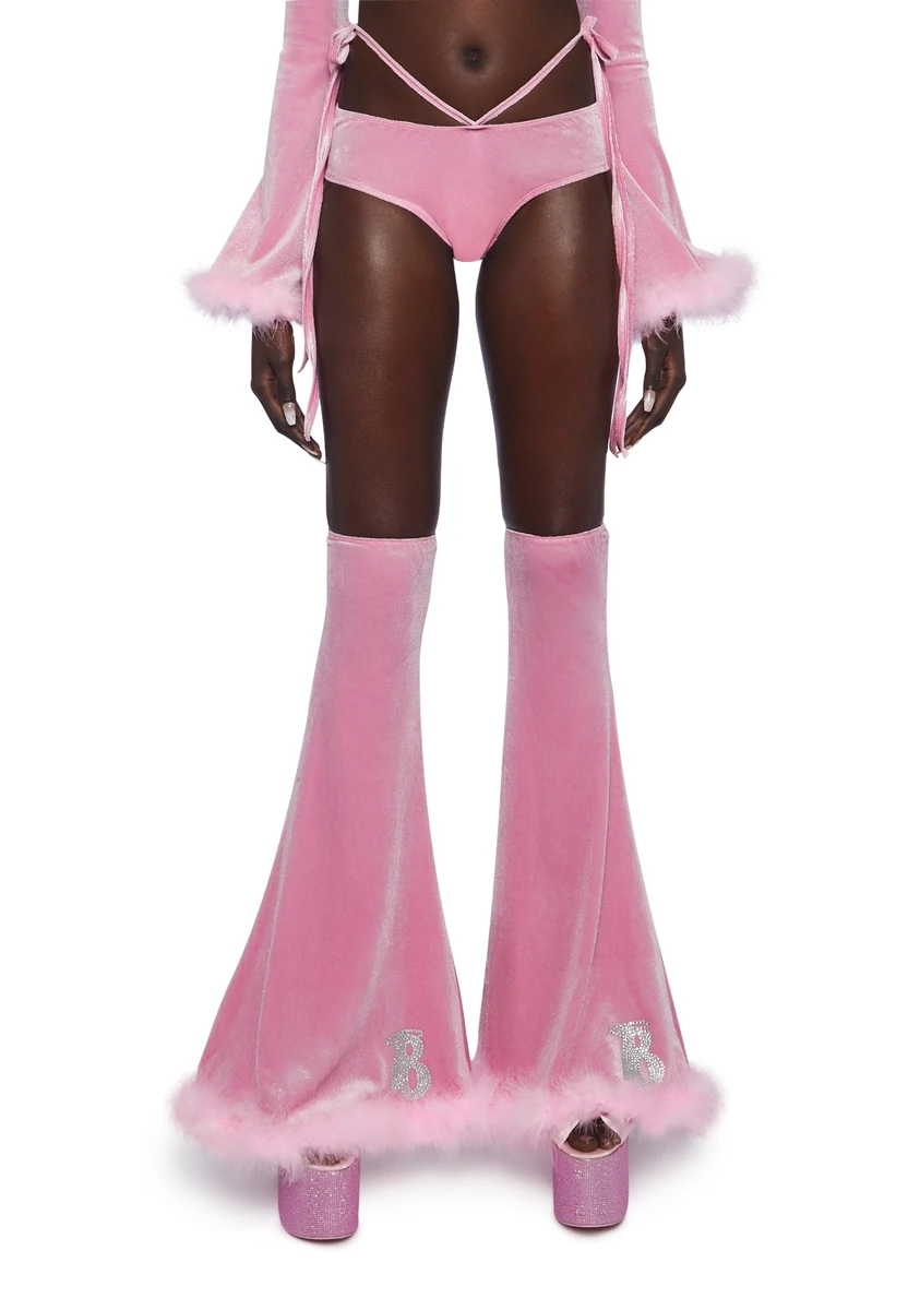 Dolls Kill x Bratz Velvet Shorts And Leg Warmers Set- Pink