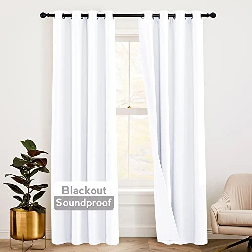 RYB HOME | Soundproof Divider Curtains Blackout Curtains for Living Room Window
