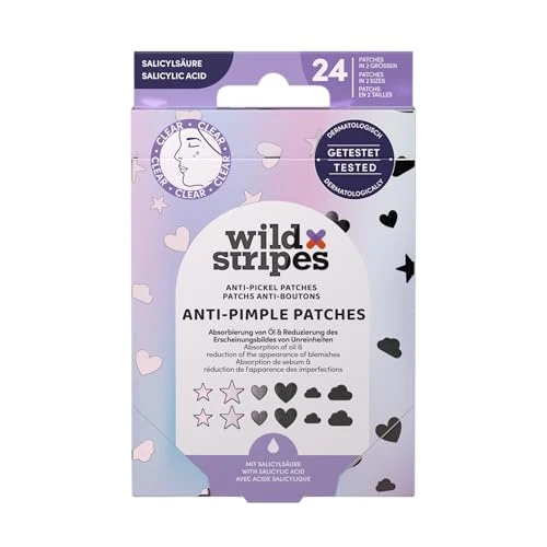 Wild Stripes - Anti-Pimple Patches Holo Clear - Patchs avec acide salicylique pour soin ciblé jour et nuit - Rapide et efficace - Anti boutons et points noirs - Peau impure - 24 pcs