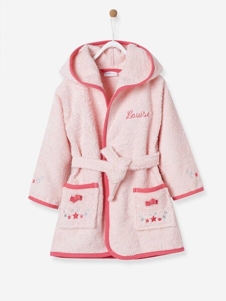 Peignoir de bain bébé personnalisable, Souris rose pour Janelle