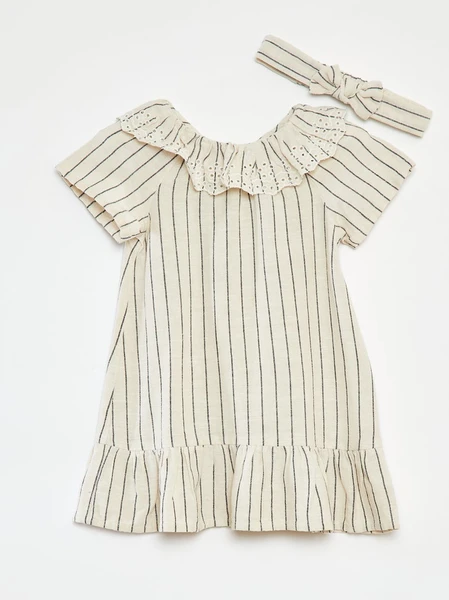 Robe unie à manches courtes + bandeau - 2 pièces