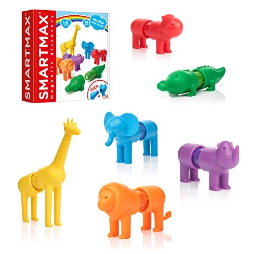 Smartmax Animaux - My First Safari Animals | Smartmax Magnetic | Jeux Educatif 1 an Et 5 an | Jeux pour Enfants | Jeux De Construction | Jeux Educatif 3 Ans