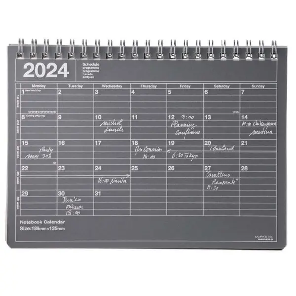 Notebook - Calendar - S - Black - 2024 - Rose Avril
