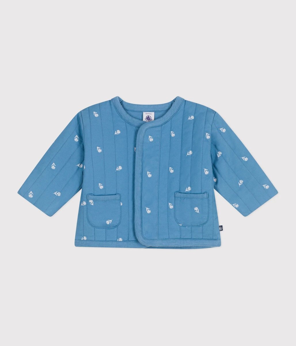 Veste bébé en coton matelassée, imprimé petites fleurs