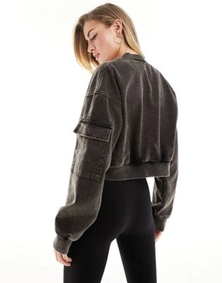 Missy Empire - Bomber court délavé à l'acide - Gris | ASOS