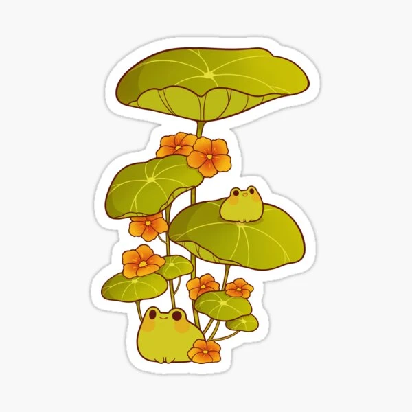 Grenouilles heureuses avec des fleurs | Sticker