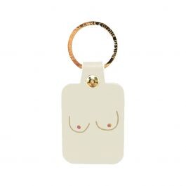 Porte-clés boobs en cuir H 5,5 x 4,2 cm crème | fleux