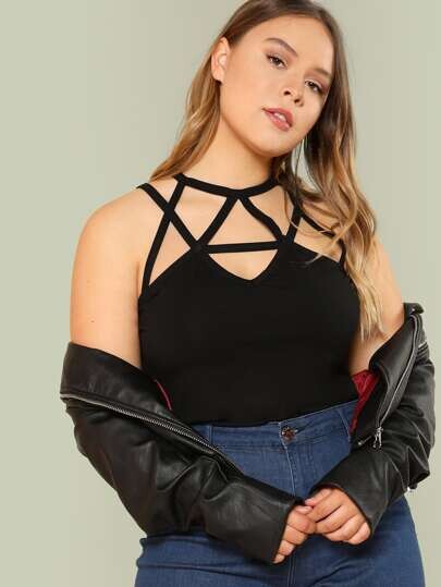 Top unicolore à lacets croisés