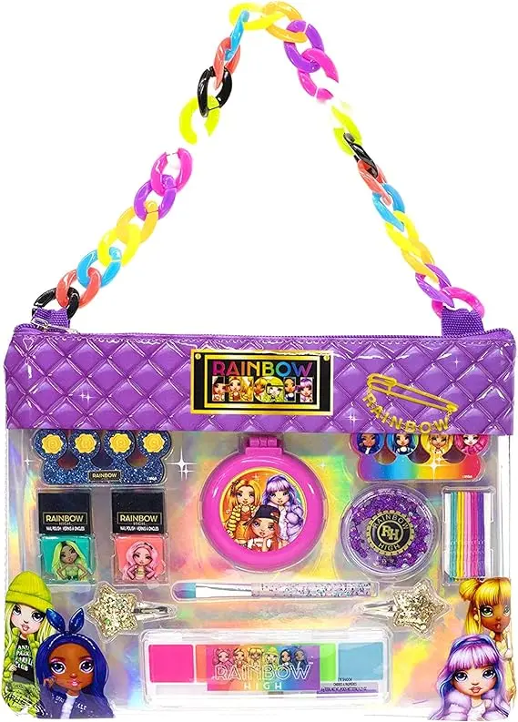 Rainbow High - Townley Girl Sac à chaîne tendance avec vernis à ongles Peel-Off, fard à paupières, accessoires pour cheveux, brosse à cheveux et plus encore, avec chaîne arc-en-ciel