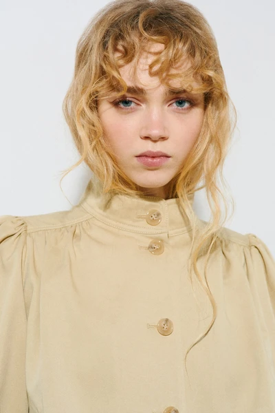 Veste à manches bouffantes en twill - Beige - FEMME | H&M FR