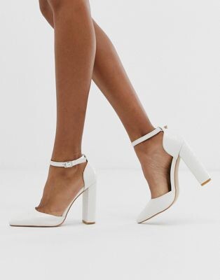 Public Desire Sofia white croc block heeled shoes
