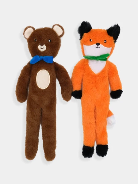 Duo de peluches pour chien - Ours et Renard - Zippy Paws