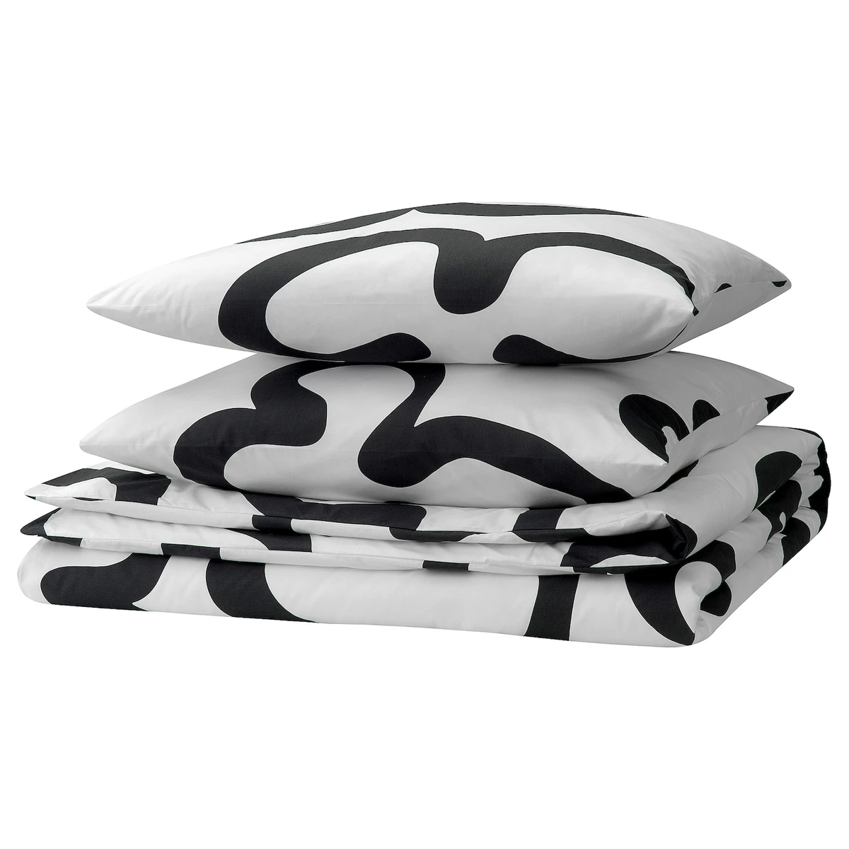 KLIPPBRÄCKA Housse de couette et 2 taies - blanc/noir 240x220/65x65 cm