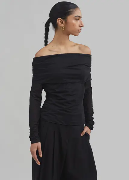 Rotate Sheer Off-Shoulder Top - Black