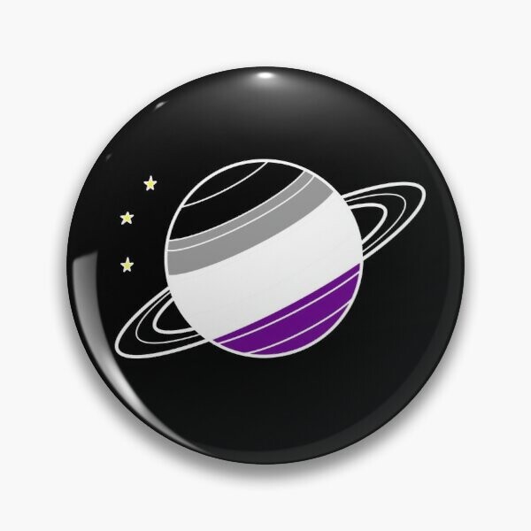 Drapeau Ace Saturne sur fond noir | Badge