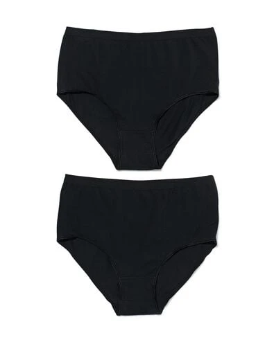 2 slips femme taille haute coton stretch noir