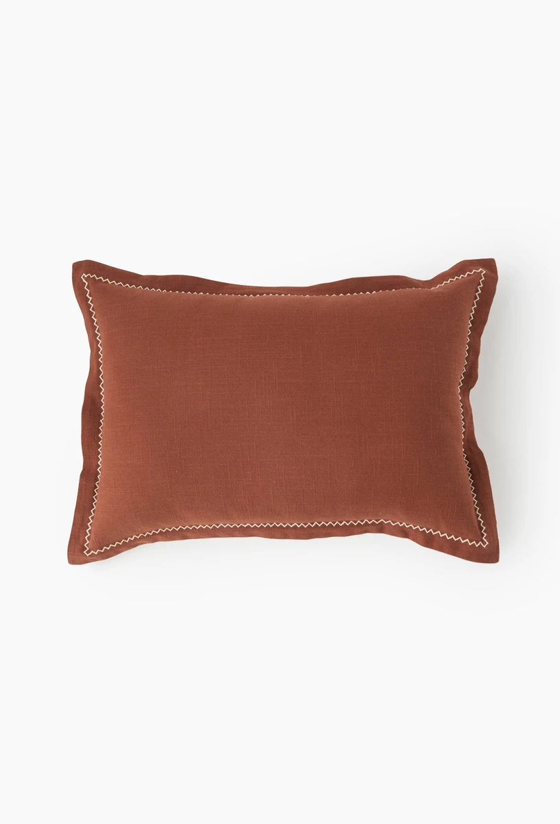 Coussin marron point de croix, 40x60 cm, 100% coton