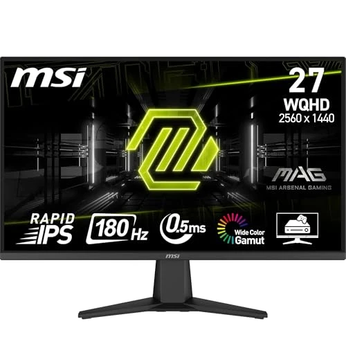 MSI MAG 275QF Écran Gaming 27" WQHD - Dalle Rapid IPS 2560 x 1440, 180 Hz / 0,5 ms (GtG, Min.), Gamme de Couleurs sRGB 101%, AMD FreeSync, HDR Ready - DisplayPort 1.4, HDMI 2.0b (WQHD 144Hz)