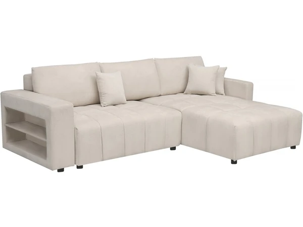 Canapé d'angle convertible tissu chenille 3 places - trocadero - crème