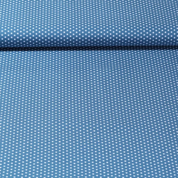 Popeline de coton Stella - Mini étoiles Bleu Blanc