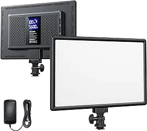 RaLeno | 19.5W LED Video Soft Light Panel, 650Lux/m Camera Panel Light Built-in 2* 4000mAh Batteries, CRI>95 3200-5600K Photography Studio Lights for TikTok YouTube Video Recording Photography Streaming