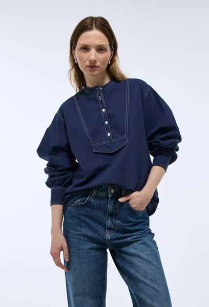 Blouse manches longues unie en coton BIO GOTS