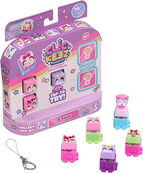 Goliath - CLICKEEZ Multipack - 5 Touches de Clavier Jouet Kawaii à Cliquer - Keycap Transformable en Porte Clés - Effet ASMR - Fidget Toy - 70 Personnages Mignons ou Rares À Collectionner - dès 6 Ans