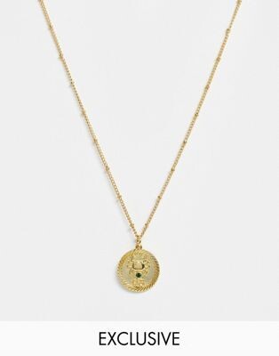 Reclaimed Vintage inspired - Collier pièce de monnaie et signe du zodiaque Cancer en plaqué or 14 carats | ASOS