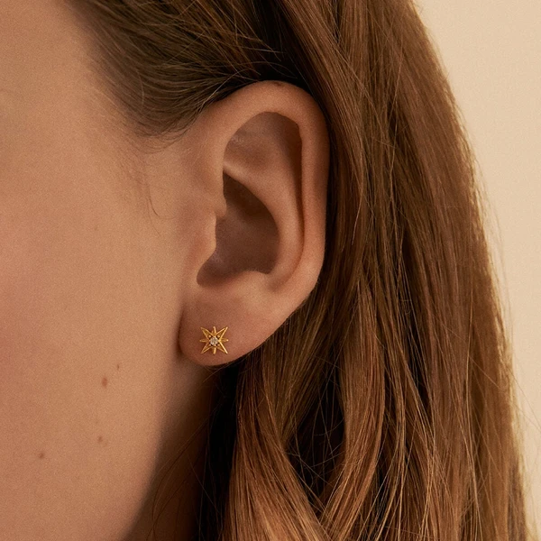 Boucles d'oreilles puces OURSE - Cristal / Doré