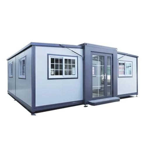 Maison préfabriquée compacte, mobile et extensible, avec salle de bain, solution d’habitat pour hôtels, bureaux, garages et plus, personnalisable, blanc et noir, 6,1 x 6,1 m