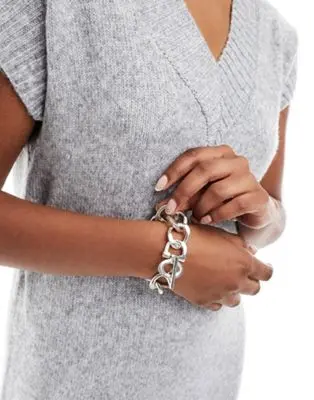 Mango - Bracelet à gros maillons - Argenté