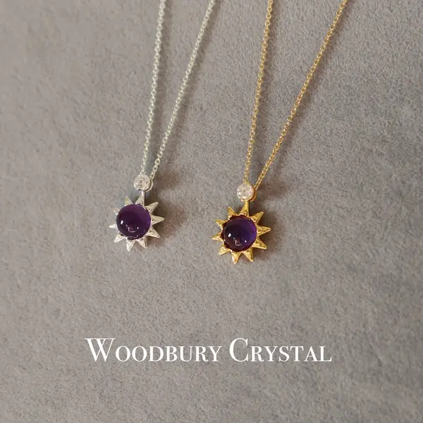 Natural Amethyst sunflower necklaces |925 Sterling silver charm|Dainty crystal necklace |14k gold filled chain |S925 chain necklace
