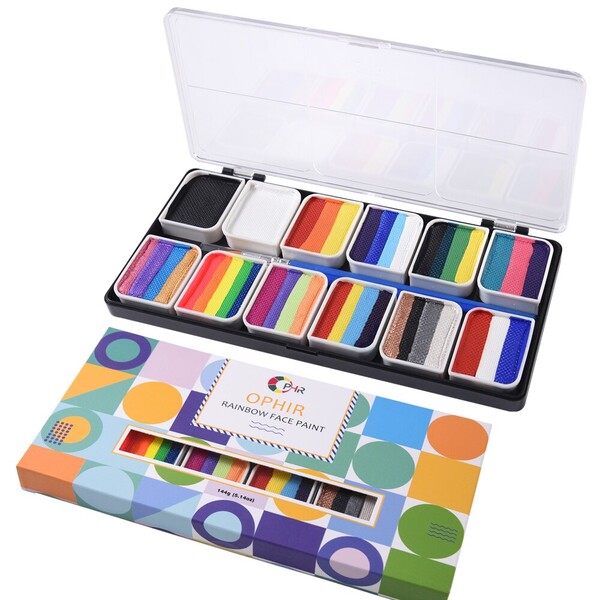 OPHIR – peinture faciale arc-en-ciel multicolore, pigments d'art corporel temporaire, 144g/5.14oz, maquillage pour enfants, RT012