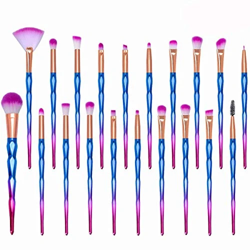 Pinceaux Maquillage, 20 pièces Cosmétique Pinceaux Kit pour Pinceau Fond de Teint Ombre à Paupières Eyeliner Yeux Visage Poudre Pinceaux de maquillage
