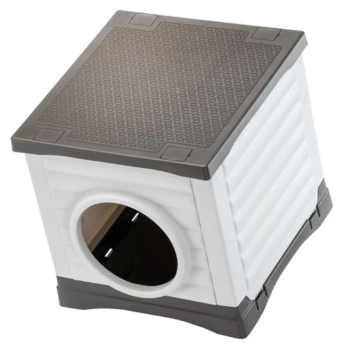 Ferplast - Niche pour Chien et Chat extérieure - Maison pour Lapin - Plastique recyclé Robuste - PETVILLA 50, 38,5 x 43 x h 38,5 cm