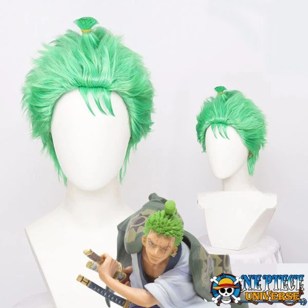 Roronoa Zoro Wig Short Green Hair Cosplay (Chonmage Style) | One Piece Universe Store