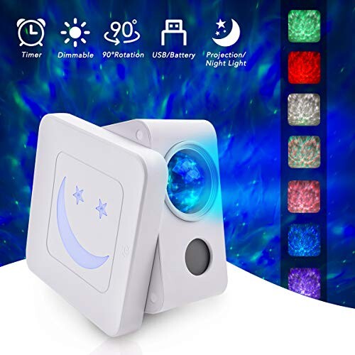 Projecteur Ciel Étoiles, FOCHEA 10 Modes Éclairage Veilleuse Projecteur 90° Rotation avec Minuterie, Contrôle du Son, Alimenté par USB ou Batterie pour Bébé Enfants Chambre, Salon, Maison