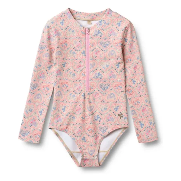 Maillot de Bain Anti-UV Margot Fleuri Fibres Recyclées | Rose pâle