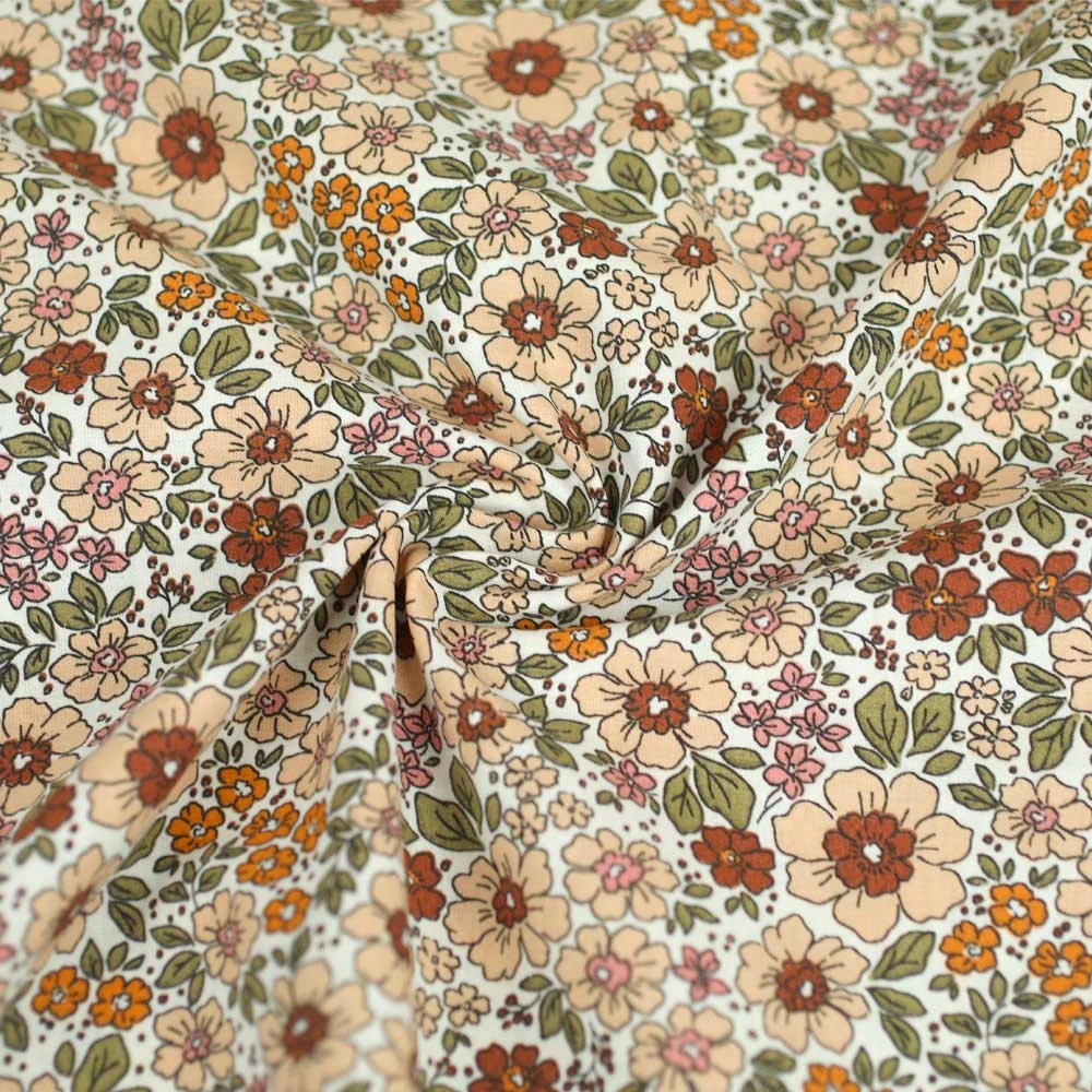 Tissu popeline de coton Cassie à motifs floral | Pour couture d'habits léger