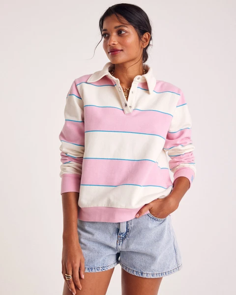 Sweat-shirt Diego rayures rose clair