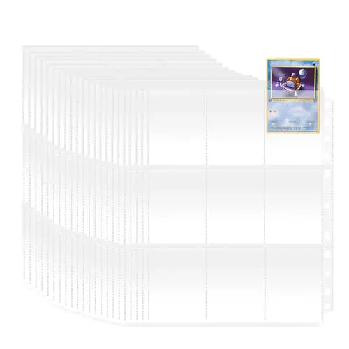 810 Pochettes pour Cartes, 45 Pages Pochettes pour Cartes Double Face, Feuilles de Cartes Ultra Transparentes 11 Trous protection carte à collectionner pour basket-ball, football cartes