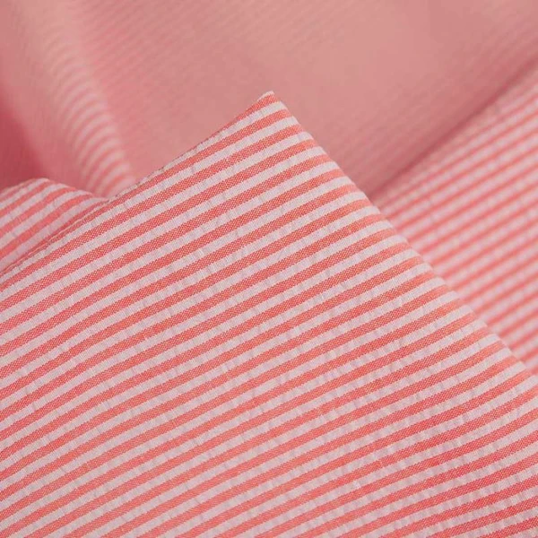 Tissu seersucker rayures oeko-tex - orange