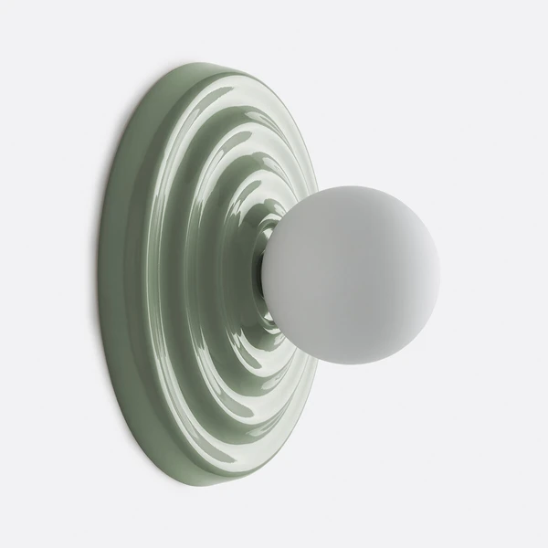 Applique ou plafonnier, en céramique et verre opalin, diamètre 24,5 cm, HOLI