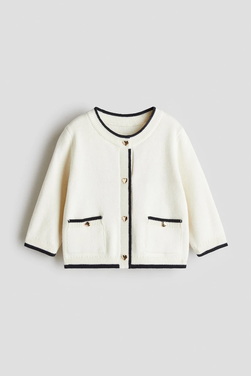 Gilet en maille fine - Crème/noir - ENFANT | H&M FR