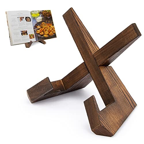 PUERSI Support de Livre de Cuisine, Porte-Livre de Cuisine en Bois Artisanal, Porte-Livre de Recette pour Présentoir, Support de Livre de Recette pour Cuisine, Cuisine de Ferme, Comptoir de Cuisine