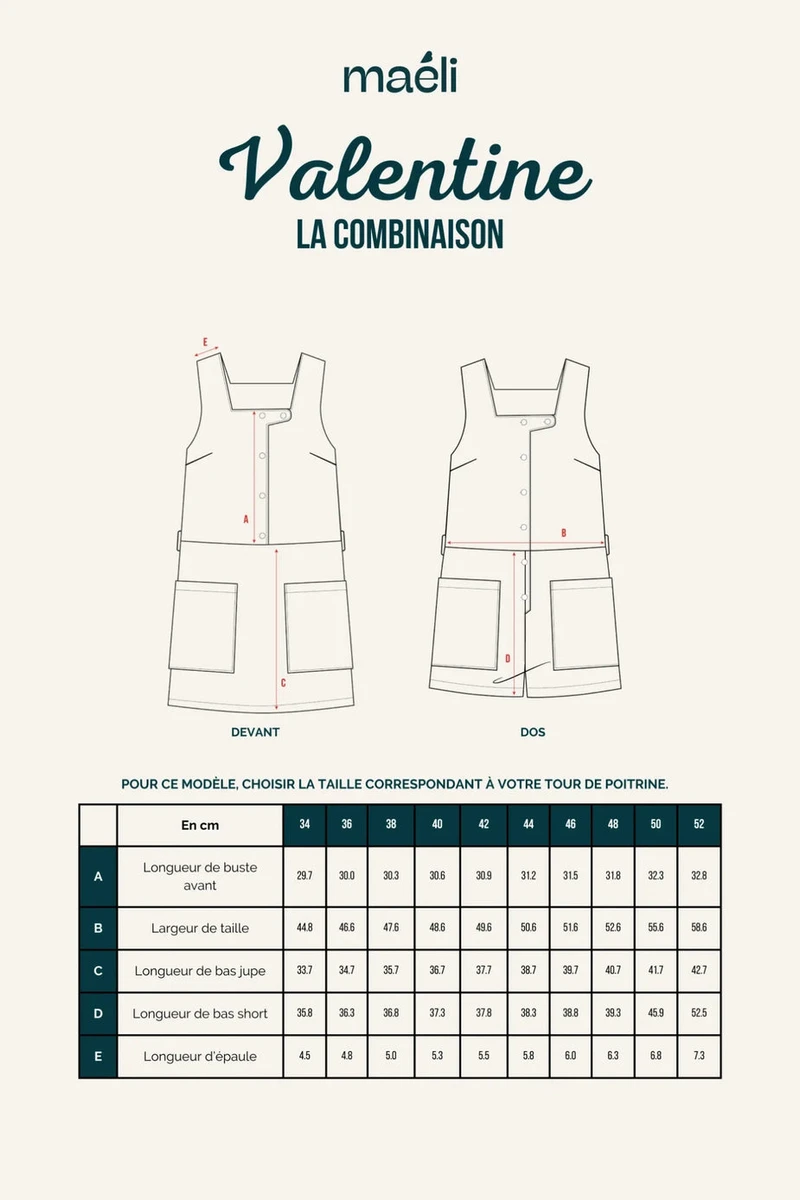 Patron La combinaison, VALENTINE
