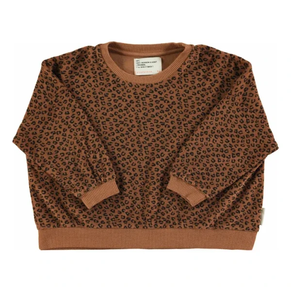 Piupiuchick - Sweat Léopard Eponge Coton Bio - Brun | Smallable