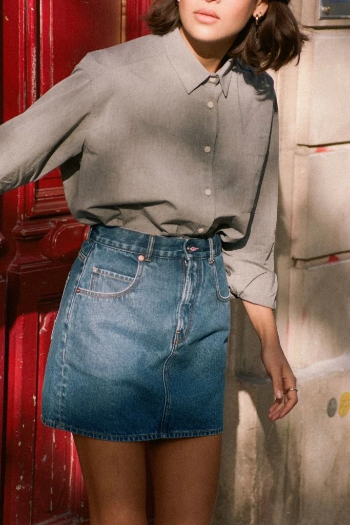 La Mini Jupe Brenda Denim Bio-Recyclé Bleu Medium Edition 001