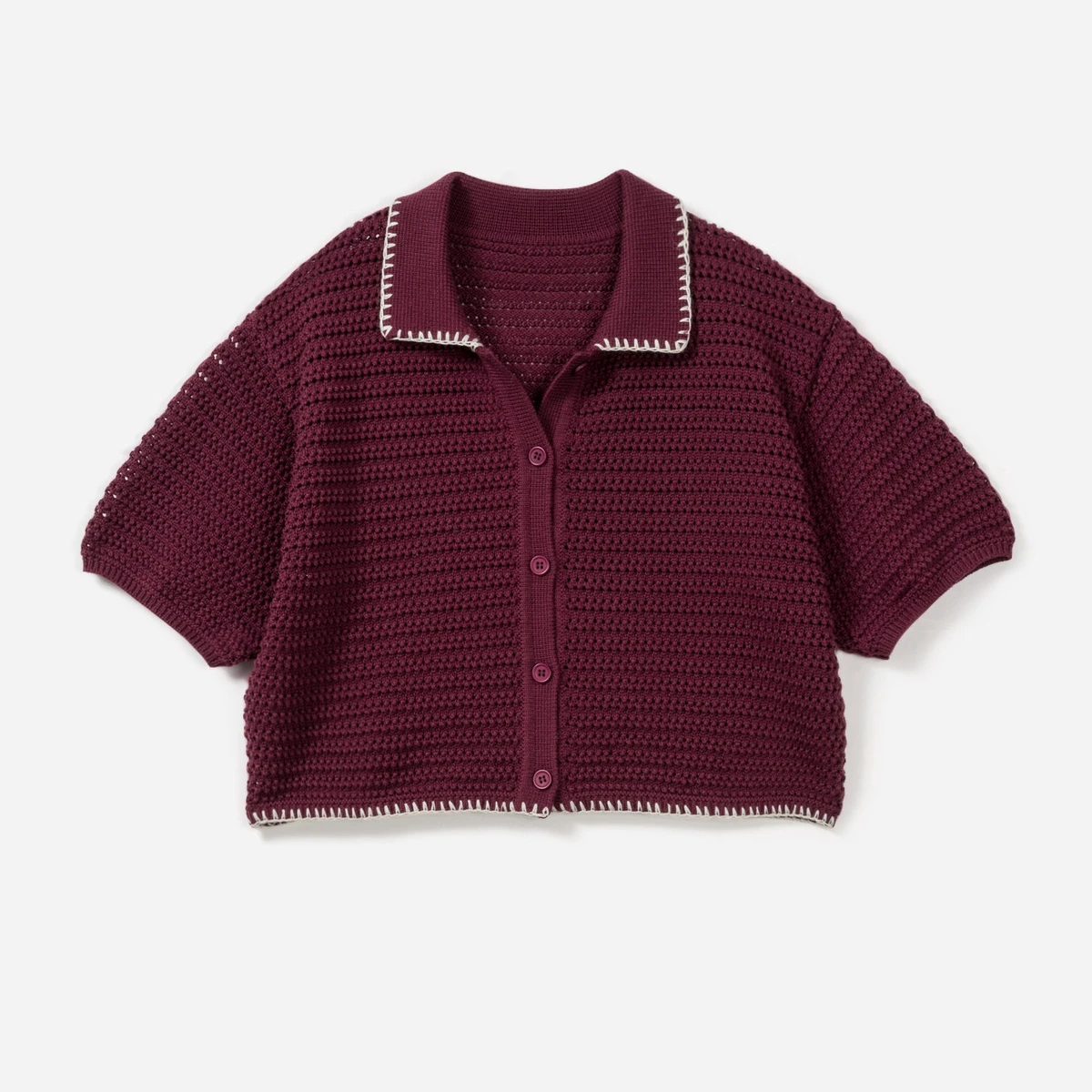 Cardigan TEXTO bordeaux tricot fantaisie